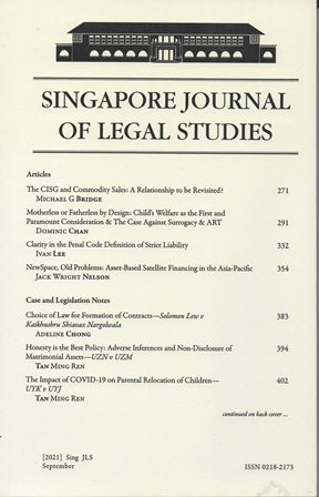 SINGAPORE JOURNAL OF LEGAL STUDIES SEPTEMBER 2021
