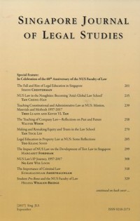 SINGAPORE JOURNAL OF LEGAL STUDIES September, 2017