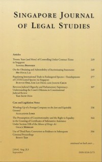 SINGAPORE JOURNAL OF LEGAL STUDIES September, 2016