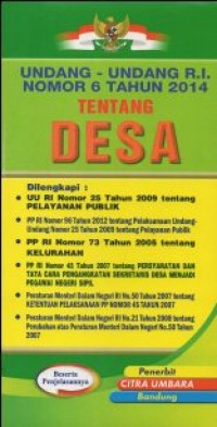 UNDANG-UNDANG RI NOMOR 6 TAHUN 2014 TENTANG DESA