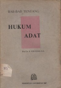 BAB-BAB TENTANG HUKUM ADAT