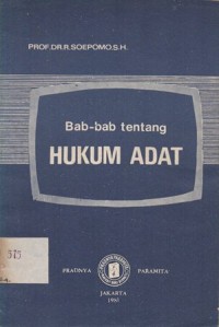 BAB-BAB TENTANG HUKUM ADAT