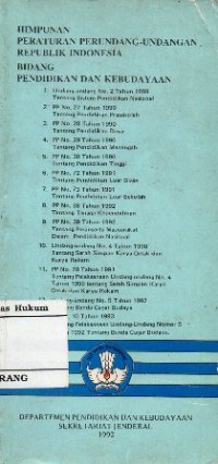 HIMPUNAN PERATURAN PERUNDANG-UNDANGAN REPUBLIK INDONESIA BIDANG PENDIDIKAN DAN KEBUDAYAAN