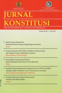 JURNAL KONSTITUSI: PKK-FH UNIVERSITAS 17 AGUSTUS 1945 SEMARANG VOLUME III NO.1