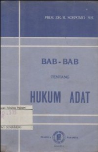 BAB-BAB TENTANG HUKUM ADAT