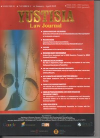 Image of YUSTISIA LAW JOURNAL VOL 8 NO 1 2019
