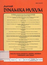 Image of JURNAL DINAMIKA HUKUM VOLUME 10 NO.3 SEPTEMBER 2010