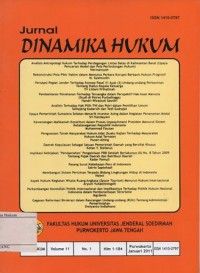 Image of JURNAL DINAMIKA HUKUM VOLUME 11 NO.1 JANUARI 2011