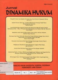 Image of JURNAL DINAMIKA HUKUM VOLUME 10 NO.1 JANUARI 2010
