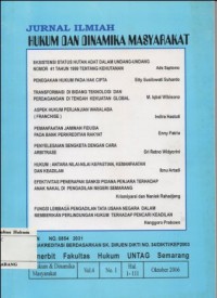 JURNAL ILMIAH HUKUM DAN DINAMIKA MASYARAKAT VOL.4, NO.1 OKTOBER 2006