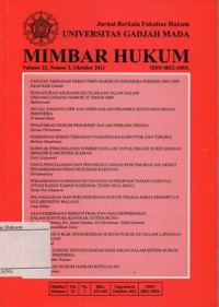 Image of JURNAL BERKALA FAKULTAS HUKUM UNIVERSITAS GADJAH MADA MIMBAR HUKUM VOLUME 23, NOMOR 3, OKTOBER 2011