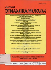 Image of JURNAL DINAMIKA HUKUM VOLUME 11 NO.3 SEPTEMBER 2011