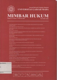 Image of JURNAL BERKALA FAKULTAS HUKUM UNIVERSITAS GADJAH MADA MIMBAR HUKUM VOLUME 25, NOMOR 1, FEBRUARI 2013