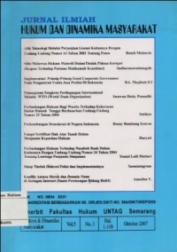 Image of JURNAL ILMIAH HUKUM DAN DINAMIKA MASYARAKAT VOL.5, NO.1 OKTOBER 2007