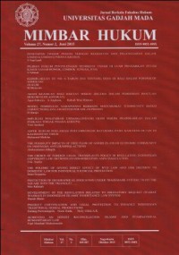 JURNAL BERKALA FAKULTAS HUKUM UNIVERSITAS GADJAH MADA MIMBAR HUKUM VOLUME 27 NOMOR 3 TAHUN 2015