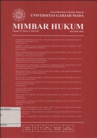 Image of JURNAL BERKALA FAKULTAS HUKUM UNIVERSITAS GADJAH MADA MIMBAR HUKUM VOLUME 25, NOMOR 2, JUNI 2013