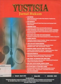 Image of YUSTISIA: JURNAL HUKUM EDISI 85, JANUARI-APRIL 2013, TAHUN2013