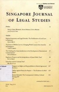 Image of SINGAPORE JOURNAL OF LEGAL STUDIES July, 2010