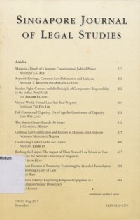 Image of SINGAPORE JOURNAL OF LEGAL STUDIES December, 2010