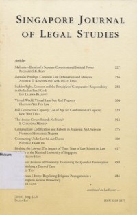 SINGAPORE JOURNAL OF LEGAL STUDIES December, 2010