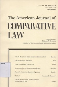 Image of THE AMERICAN JOURNAL OF COMPARATIVE LAW Vol. LVIII, No, 3,Summer 2010