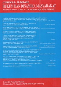 Image of JURNAL ILMIAH HUKUM DAN DINAMIKA MASYARAKAT VOL. 14, NO. 1 OKTOBER 2016