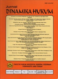 Image of JURNAL DINAMIKA HUKUM VOLUME 13 NO 3 SEPTEMBER 2013