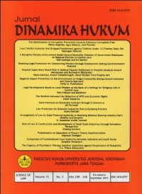 Image of JURNAL DINAMIKA HUKUM VOLUME 15 NO 3 SEPTEMBER 2015
