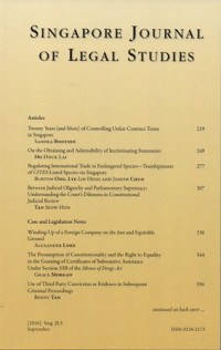 Image of SINGAPORE JOURNAL OF LEGAL STUDIES September, 2016