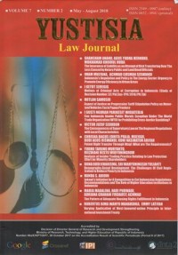 Image of YUSTISIA :JURNAL HUKUM VOL.7, NO.2 MEI-AGUSTUS 2018