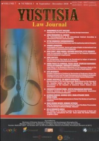 Image of YUSTISIA :JURNAL HUKUM VOL.7, NO.3 SEPTEMBER-DESEMBER 2018