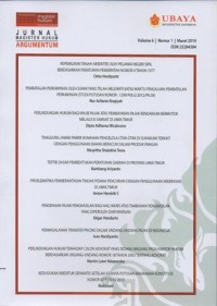 Image of JURNAL MAGISTER HUKUM ARGUMENTUM VOL. 6, NO. 1  MARET 2019