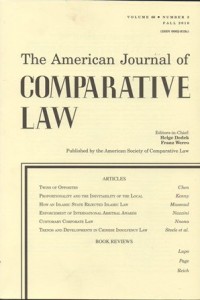 Image of THE AMERICAN JOURNAL OF COMPARATIVE LAW VOL. LXVI NO.3 FALL 2018