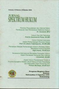 Image of JURNAL SPEKTRUM HUKUM VOL.1, NO.2 OKTOBER 2004
