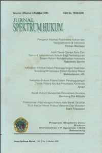 Image of JURNAL SPEKTRUM HUKUM VOL.2, No2 OKTOBER 2005