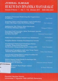 Image of JURNAL ILMIAH HUKUM DAN DINAMIKA MASYARAKAT VOL.9, NO.1 OKTOBER 2011