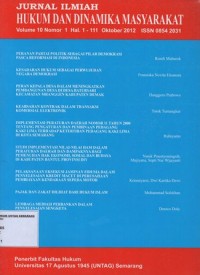 Image of JURNAL ILMIAH HUKUM DAN DINAMIKA MASYARAKAT VOL.10, NO.1 OKTOBER 2012