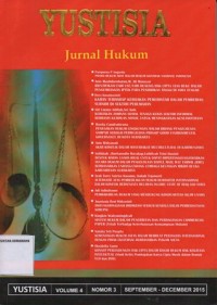 Image of YUSTISIA :JURNAL HUKUM VOL.4, NO.3 SEPTEMBER-DESEMBER 2015