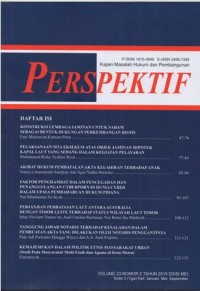 Image of JURNAL PERSPEKTIF:KAJIAN MASALAH HUKUM DAN PEMBANGUNAN VOL.23, NO.2 MEI 2018