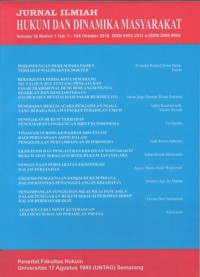 Image of JURNAL ILMIAH HUKUM DAN DINAMIKA MASYARAKAT VOL. 16 NO. 1 OKTOBER 2018