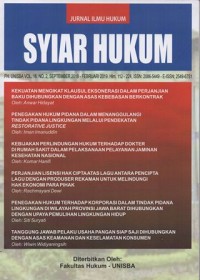 Image of JURNAL ILMU HUKUM SYIAR HUKUM VOL. 16 No.2 TAHUN 2019