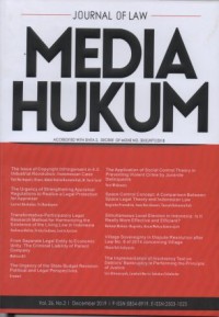 Image of JOURNAL MEDIA HUKUM ACCREDITED WITH SINTA 2, DECREE OF MOHE NO.30/E/KPT/2018 Vol 26, No 2; 2019