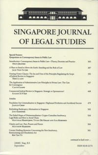 Image of SINGAPORE JOURNAL OF LEGAL STUDIES, SEPTEMBER 2020