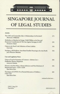 Image of SINGAPORE JOURNAL OF LEGAL STUDIES SEPTEMBER 2021