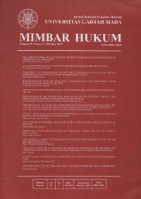 Image of JURNAL BERKALA FAKULTAS HUKUM UNIVERSITAS GADJAH MADA MIMBAR HUKUM VOLUME 29, NUMBER 3,OKTOBER 2017