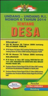 Image of UNDANG-UNDANG RI NOMOR 6 TAHUN 2014 TENTANG DESA