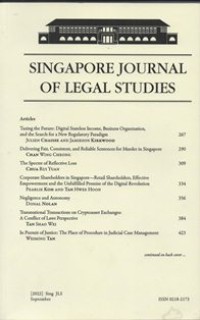 Image of Singapore Journal of Legal Studies September 2022