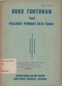 Image of BUKU TUNTUNAN BAGI PEJABAT PEMBUAT AKTA TANAH