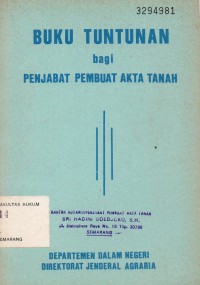 BUKU TUNTUNAN BAGI PEJABAT PEMBUAT AKTA TANAH