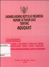 Image of UNDANG-UNDANG REPUBLIK INDONESIA NOMOR 18 TAHUN 2003 TENTANG ADVOKAT